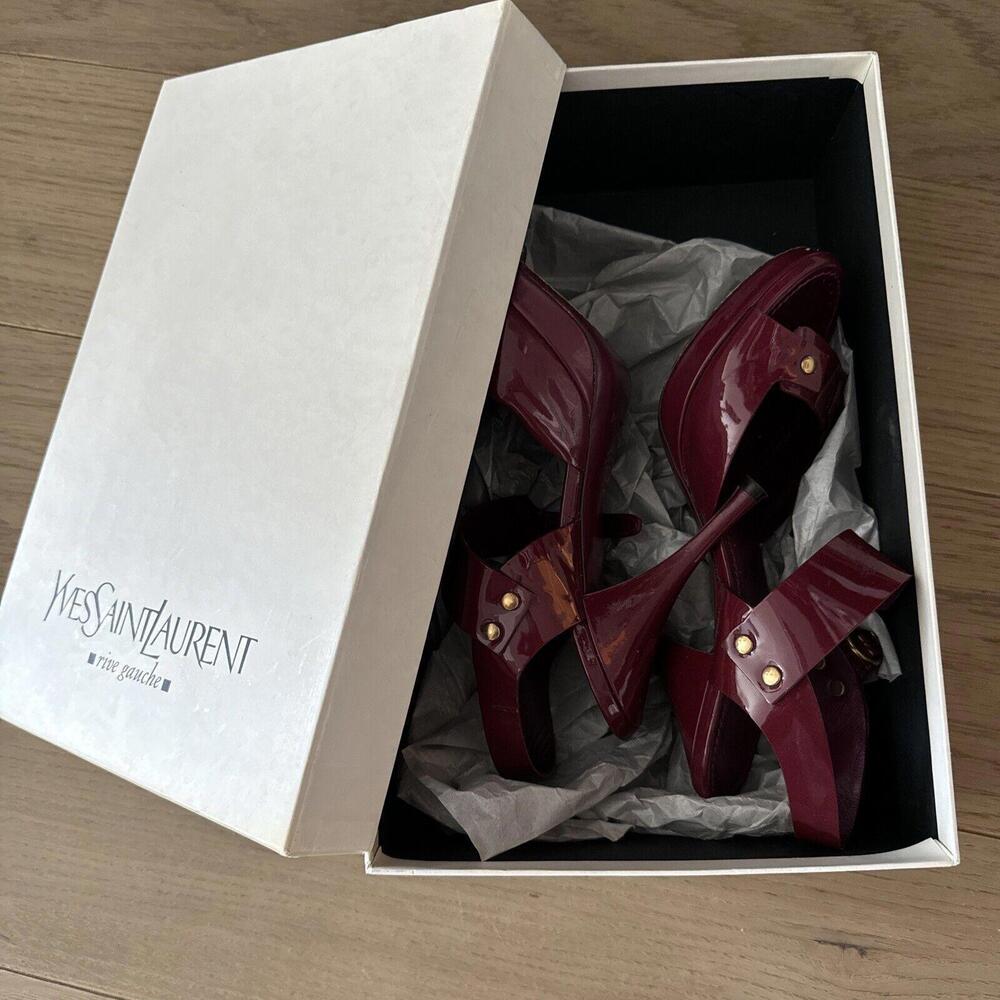 YSL Yves Saint Laurent Pump 36.5 /5.5 Red Patent Peep Toe